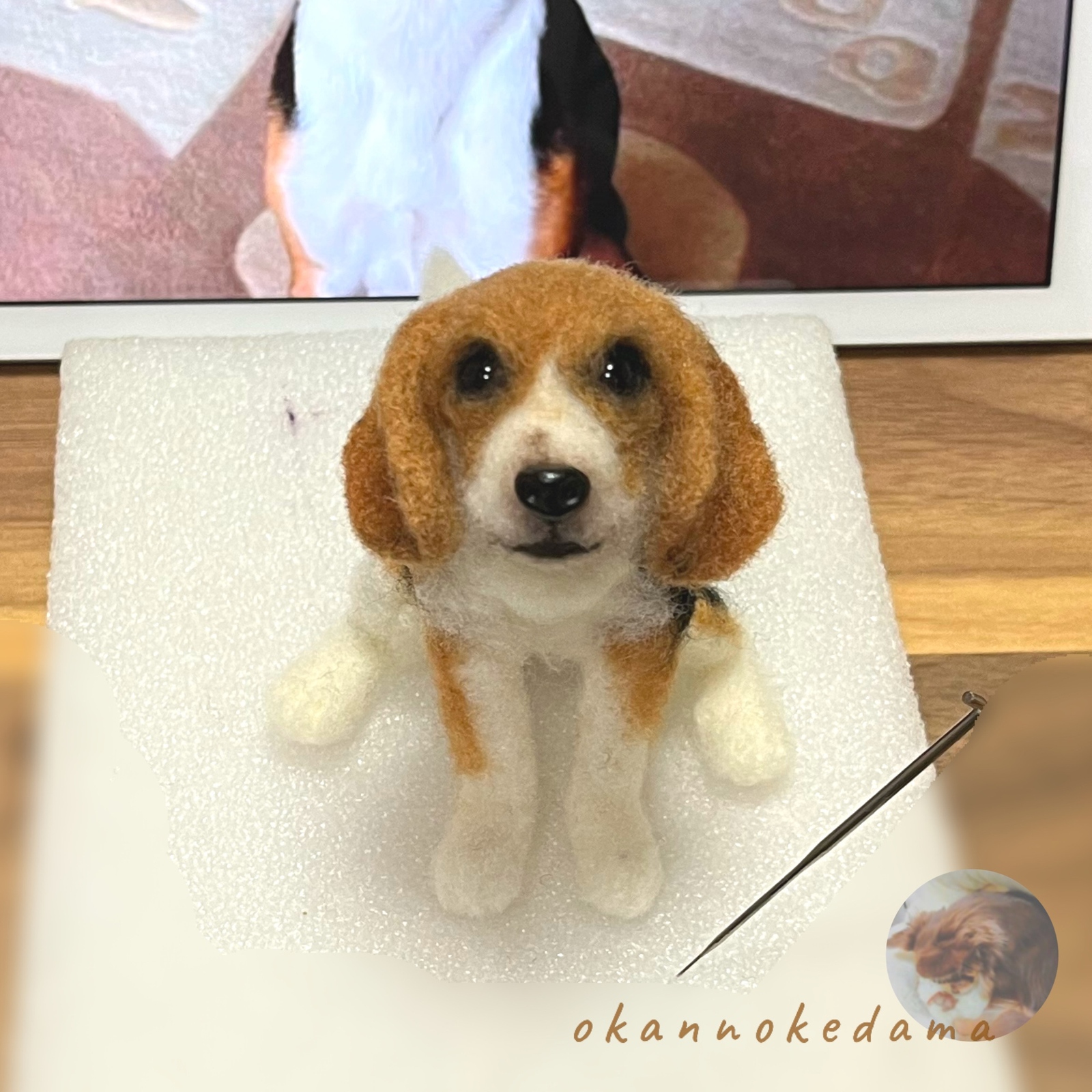 羊毛フェルト　ハンドメイド　ビーグル ビーグル犬 羊毛フェルト ハンドメイド ぬいぐるみ 置物 犬