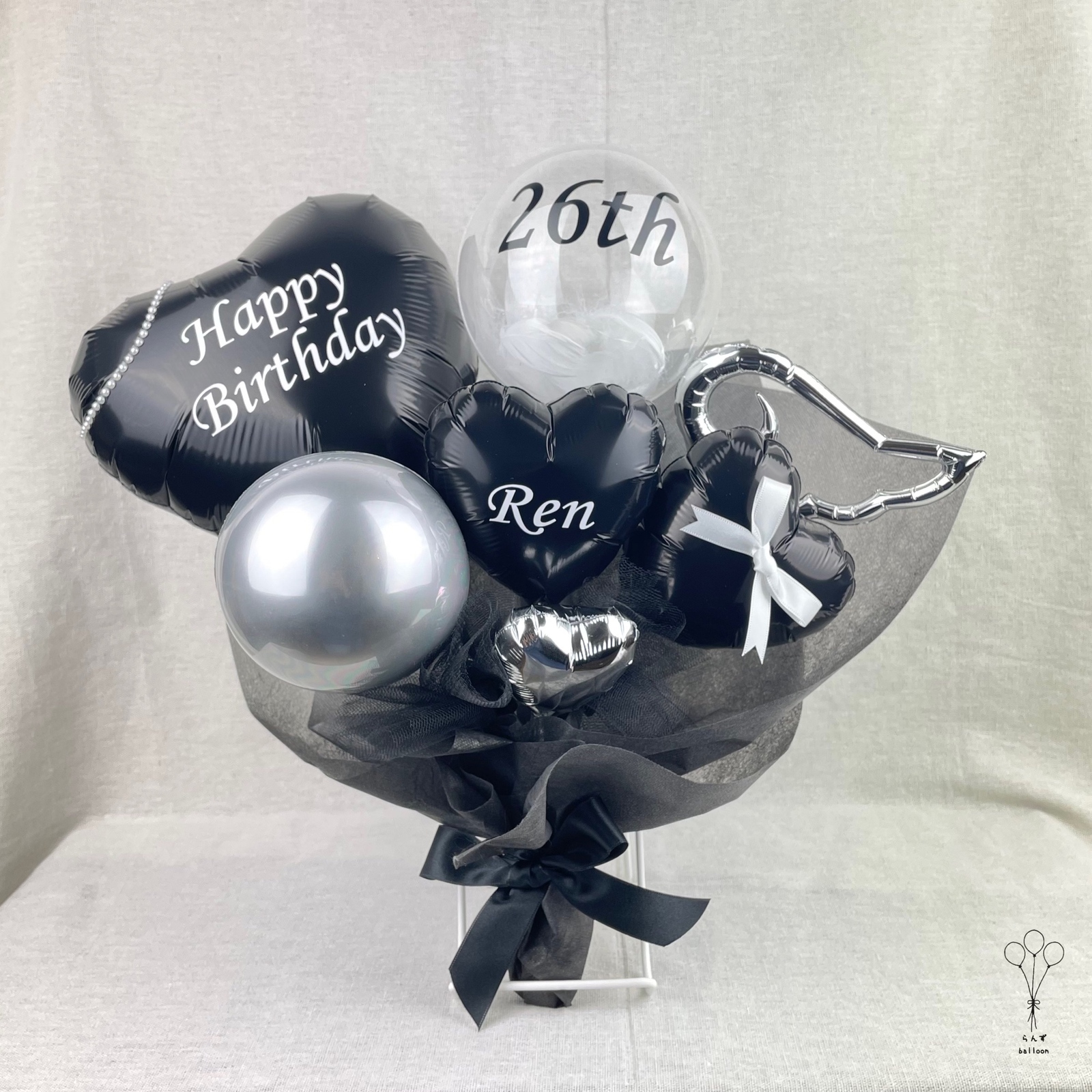 カラー変更◎】モノトーン バルーン ブーケ 誕生日 本人不在