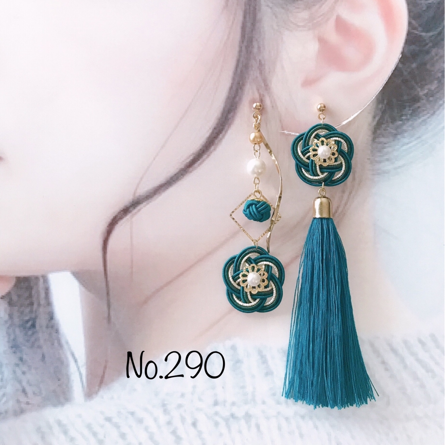 お花とタッセルのアシメピアス*【No.290】 - *Yue* | minne byGMO 