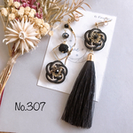 *お花とタッセルのアシメピアス*【No.307】