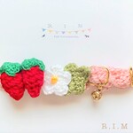🌸🍓コットンいちご🍓🌸2色　苺 コットン首輪　★小型犬＆猫の首輪★