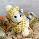 ❄️ポンポンベレー帽＆マフラーセット❄️ イエロー①　猫　ペット　帽子　マフラー