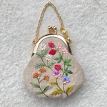 【再販×3】リネンと野の花刺繍の豆がま口1