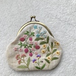 【再販】リネンと刺繍の野の花がま口4