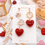 ゆらゆら情熱ハートアシンメトリーピアス/イヤリング　plaisir プレジール
