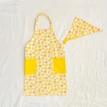 ちょうちょとお花　黄色　エプロン・三角巾　2点セット　入園グッズ　女の子