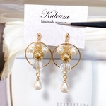 ꫛꫀꪝ✧‧˚ clear × gold × pearl ビーズ エレガント ピアス  イヤリング
