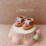 オビツ11＊まんまるチャッカブーツ(キャメル) +(ステッチホワイト+靴紐ホワイト)