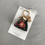 フェイクレザー×刺繍リボン　キーリングcombi（キーチャーム　キーホルダー）