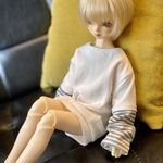 (白×しましま)だぼロンT