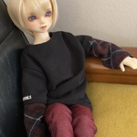 (黒×えんじチェック)だぼロンT