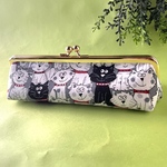 ポップで可愛いたくさんの猫ちゃん柄 小さめがま口 ペンケース 化粧ポーチ USAコットン プチギフト 可愛いポーチ プレゼント交換