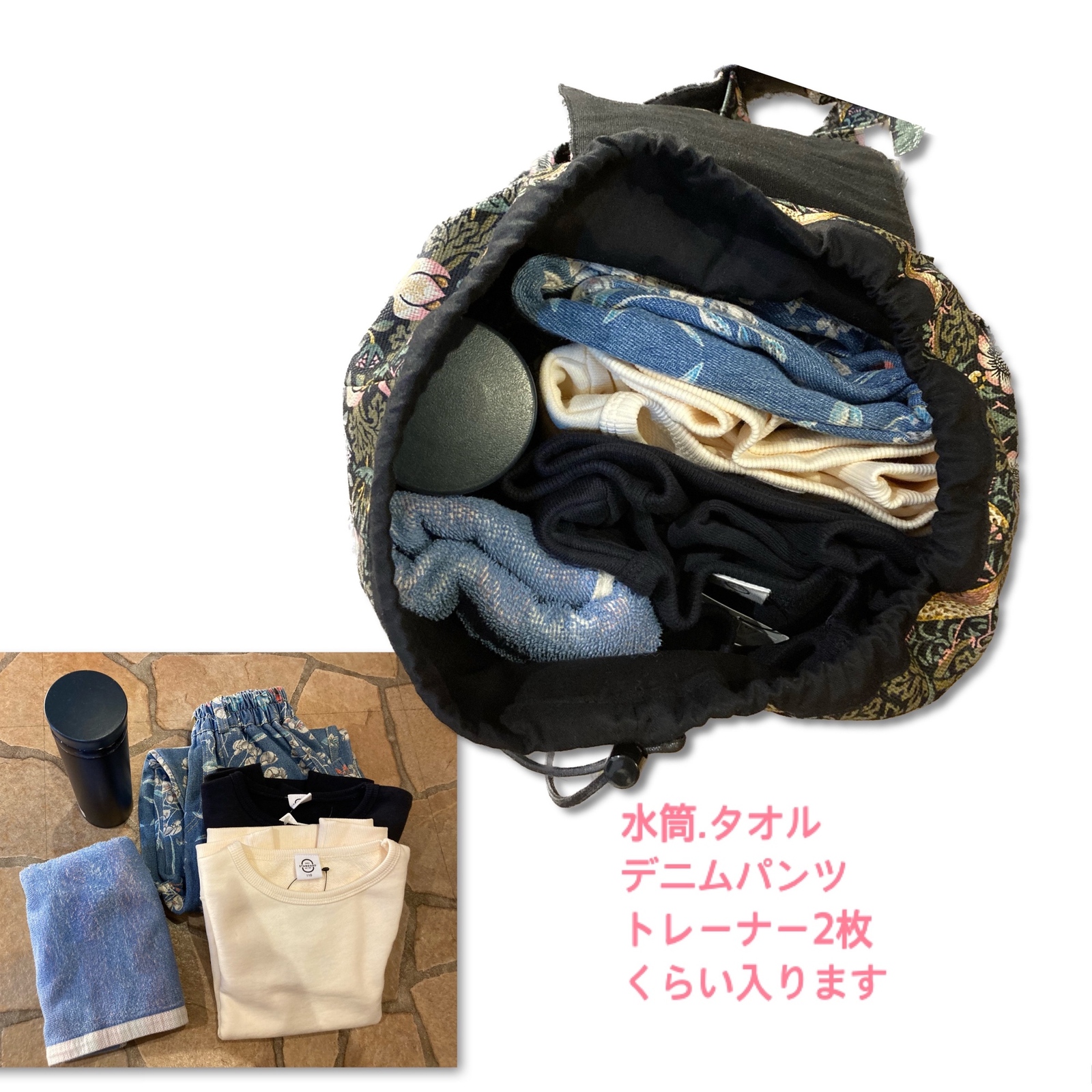 【再出品】2wayリュック(M)　イチゴ泥棒　ハンドメイド ウィリアムモリス いちご泥棒 キッズリュック - ＆peco | minne