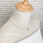 卒業入学♡ウェディング♡樹脂パール2連ネックレス/シルバーJ389