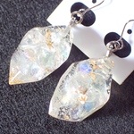 天然石いりの鉱石風ピアス・イヤリング レジン 鉱石レジン オーロラクォーツ 水晶(受注生産)