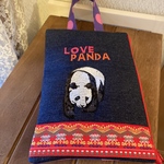 送料込み★パンダ刺繍★デニムのbigポーチ