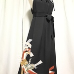 ［お買い得品］【正絹】着物リメイク 黒留袖ドレス／キャミワンピースタイプ／ブラックフォーマル／結婚式・パーティ等に［084］