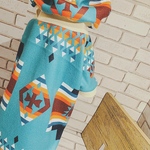 1/30 20時OPEN●完成品●2Lサイズ●スポッとマント●Native　American　ターコイズ　薄手フリース●マント　ケープ