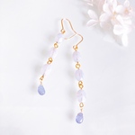 《12月誕生石》タンザナイトとブルーレースの涼しげロングピアス/イヤリング　14kgf 　誕生日プレゼントクリスマスギフトにも