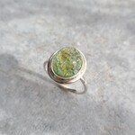 【限定1点のみ】チェコガラスのリング - LIGHT GREEN - / SV925 ≪送料無料≫