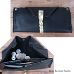 ガバット開く大きな革長財布/ハンドメイドレザー財布/ギャルソンスタイル/gabatto-gold