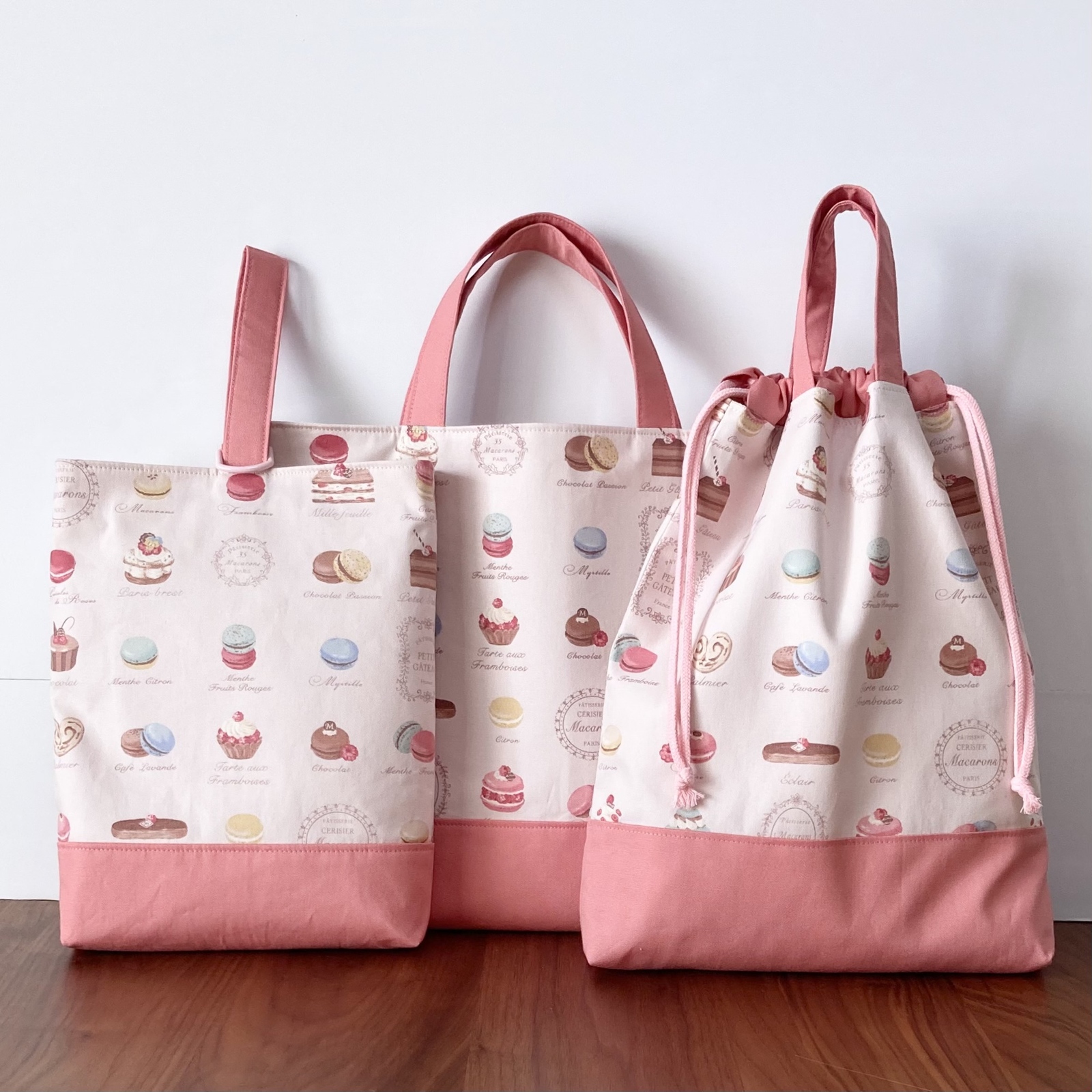 スイーツマカロン入園入学グッズハンドメイドレッスンバッグ 上履き