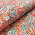 赤みがかった桃色 本加賀友禅 四季花模様 正絹 丹後ちりめん No.54-1 おくみ部分 【長さ80cm×幅18cm】着物の解き 和布 リメイク素材 silk100%