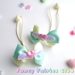 ２本セット☆ファンシーリボンヘアゴム(ミント×クリーム)