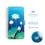 蓮スマホケース［手帳型・青］iPhone7/8/SE2/SE3 限定版〈蓮とお釈迦さま〉