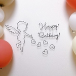 Happy  Birthday　ハッピーバースデー　誕生日　飾り　バースデーフォト　ワイヤークラフト　ワイヤーアート　ハーフバースデー　飾り付け　装飾　天使　ハート