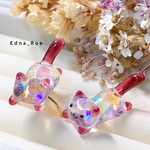 ハートホログラム💖なネコリング💍 フリーサイズ サージカルステンレス  レジン ジャンピング猫