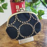 【送料無料】ミナペルホネン/タンバリンネイビーカーキ/12ｃｍガマ口ミニ財布本革