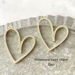 【NEW】２pcs★charm・rhinestone heart（ ハートチャーム）