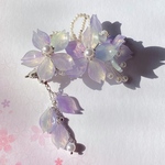 夜桜のヘアクリップ　オーロラ紫色 UV変色