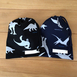 【sale】巾着２個セット　22×18センチ　恐竜🦕ブラック＆ネイビー(裏地なし)　給食袋など　