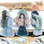 コラージュ素材　女の子シール　人物ステッカー