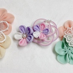 専用　 つまみ細工のヘアクリップ  パープル