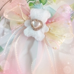 限定作品♡♡　大人気 ヘアゴム　🆕キッズ用✨ポニーテールにオススメ♡お出かけ♡花柄オーガンジーリボンのヘアゴム