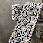[実物のお色味と違う場合があります] インド刺繍リボン　花　インド刺繍　スパンコール　刺繍リボン　リボン　りぼん　※10月8日よりゆうパケットにて発送