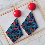 カラフルな大ぶりひし形ウッドピアス✳イヤリング