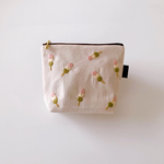 【手刺繍】三色団子の刺繍ファスナーポーチ【14cmファスナー使用】マチ付き