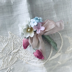 ドール髪飾り　いちごピンクリボン