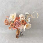 ポピー＆メロウジニアのニュアンスブーケ□Beige×Orange×White□アーティシャルフラワーブーケ　ウェディングブーケ