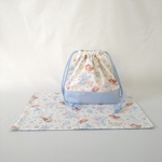 【hiyokomammy様専用】新作♡ランチセット　マーメイド柄ホワイト/切替サックス お弁当袋&コップ入れ(巾着袋)&ランチョンマット 3点セット
