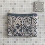 new!  forest tile フラット ポーチ　16  ミナペルホネン の刺繍生地 mina perhonen  フォレストタイル　スリーピングローズ