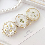 pure white & アンティークパールフラワーと白い花のバレッタ/ヘアクリップ