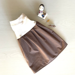 犬服　DS袖付き　スモールチェックのワンピース　赤茶系