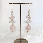 キャッツアイ風 フラワーピアス＊イヤリング　orange