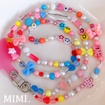 ネックストラップ🎀ロングストラップ💛スマホストラップ💙ビーズストラップ☺︎スマホ用タグ付☺︎/ MIMI.