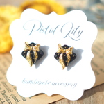 No.50593 ゴールド ドット 水玉 リボン シンプル 樹脂ピアス アレルギー対応 made by PISTOL LILY